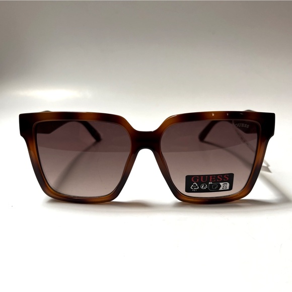 NWT GUESS Square Sunglasses Tortoise Shell Classic Brown GO00073 White Stripe main image 6